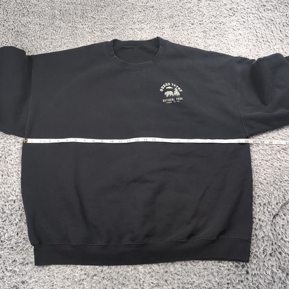 Grand Teton National Park Sweater Adult 2XL XXL Black Destination Wyoming Crew - Picture 2 of 5